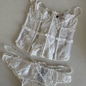 Victoria's Secret Designer Swarovski Crystal White Lace Lingerie Set